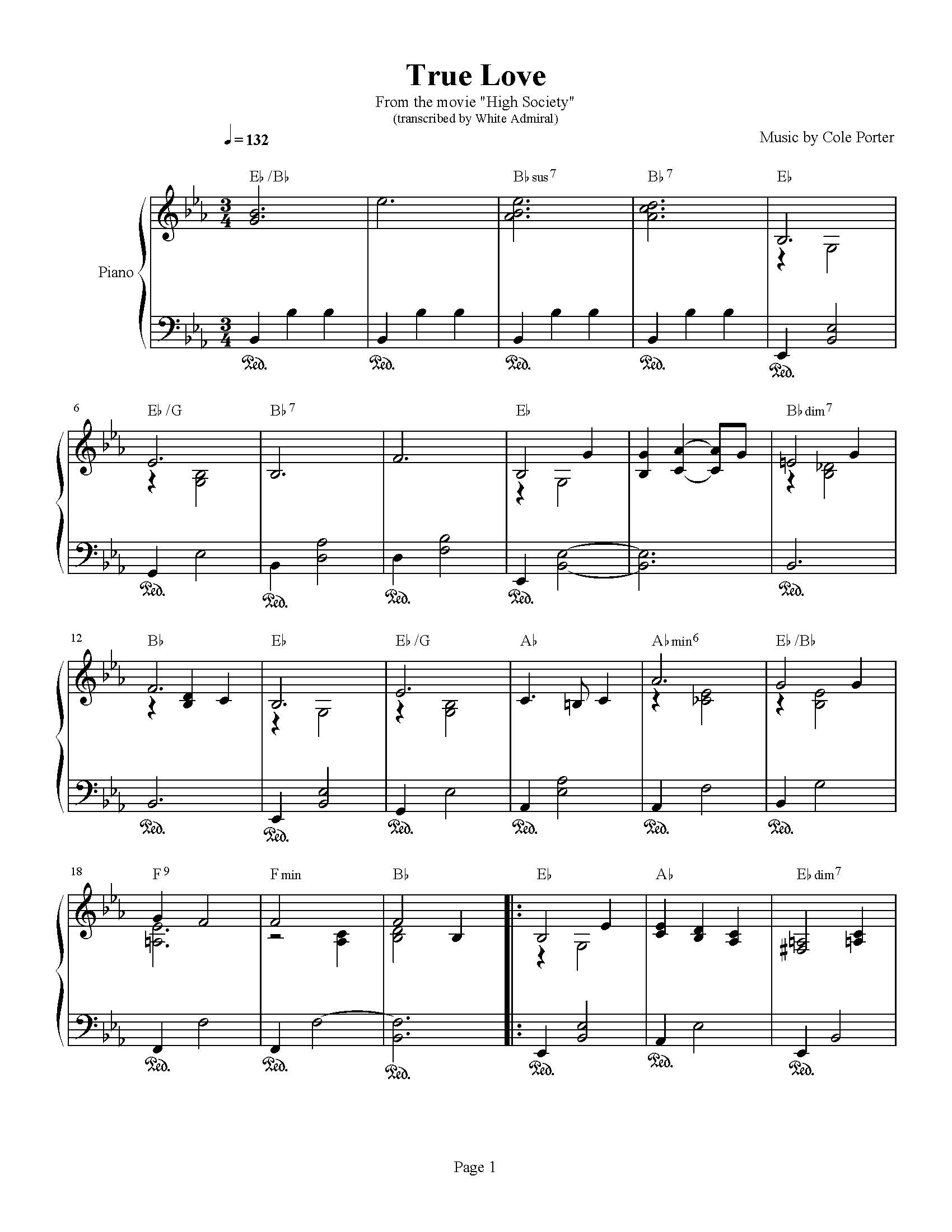 True Love Sheet Music (Piano)