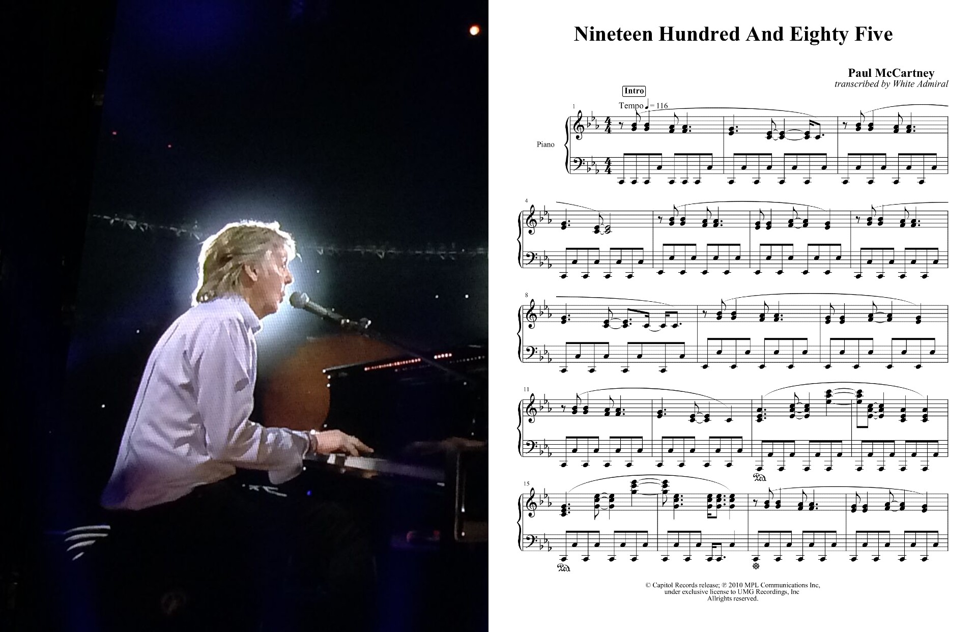 Nineteen Hundred and Eighty Five (piano acc)
